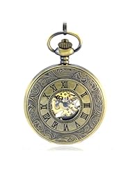 Tirio Roman carve patterns bronze case Steampunk Mechanical Movement Hand Wind pocket watch with gift box