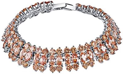 Women Fashion Gorgeous Platinum Plated Elegant BanquetSimulated Diamond CZ Bracelets For Wedding Jewelry