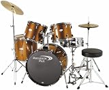 Percussion Plus Deluxe Beginner 5 - Piece Drum Set w / Cymbals and Throne - Metallic Bronze - B001L8II9A