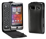 MaryCom Ledertasche PREMIUM QUALITÄT in Schwarz für HTC Desire Z Mobil Telefon Smartphone Handy + Gratis Displayschutzfolie / LTS DZ
