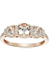 Rose Gold-Plated Sterling Silver, Morganite, and Diamond-Accented Ring