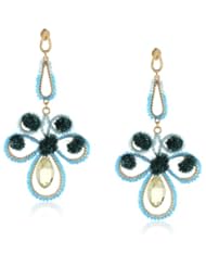 Azaara Green Pom Pom Drop Earrings