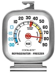 Cook Rite, 90302, Refrigerator/Freezer Thermometer, Stainless Steel