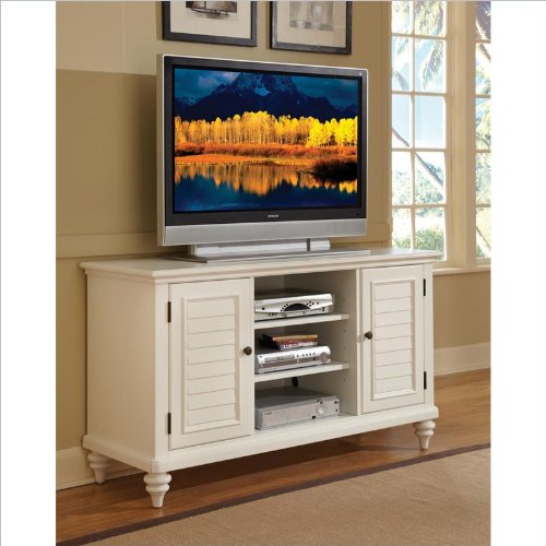 Home Style 5543-10 Bermuda TV Credenza Stand, Brushed White Finish On Sale