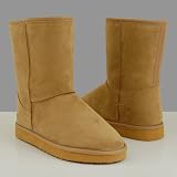 OK31 Faux Fur Micro Suede Winter Bootie Boots Chestnut Tan