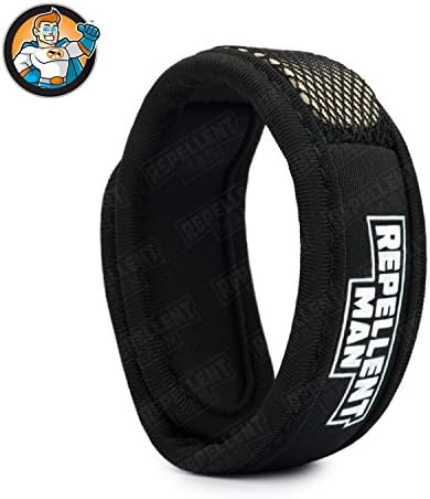REPELLENT MAN - Mosquito Repellent Bracelet Band - Reuseable - Enchanced with Nano Release Technology - NO DEET - Premium Quality - (Sports Edition) - Black - 100% Natural