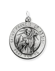 Sterling Silver Antiqued Saint Francis Of Assisi Medal