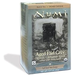 Numi Organic Tea Aged Earl Grey, Full Leaf Black Tea in Teabags, 18-Count Box (Pack of 6)
