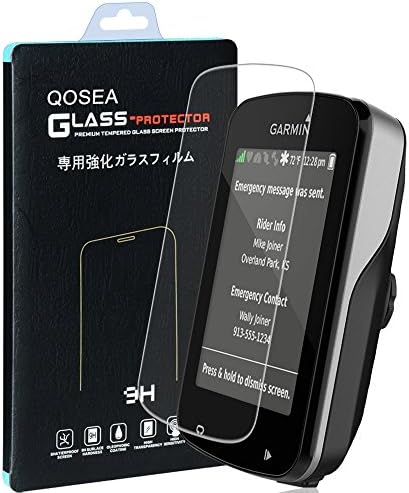 Garmin Edge 820 Screen Protector(2 PACK), Qosea Ultra-thin 9H Hardness Crystal Clear Scratch Resistant Tempered Glass Screen Protector for Garmin Edge 820 Smartwatch