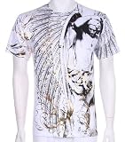 "JiPPiJ" Jeweled Greek God Metallic Screen Printed Short Sleeve Crew Neck 100% Cotton Mens Fashion T-Shirt