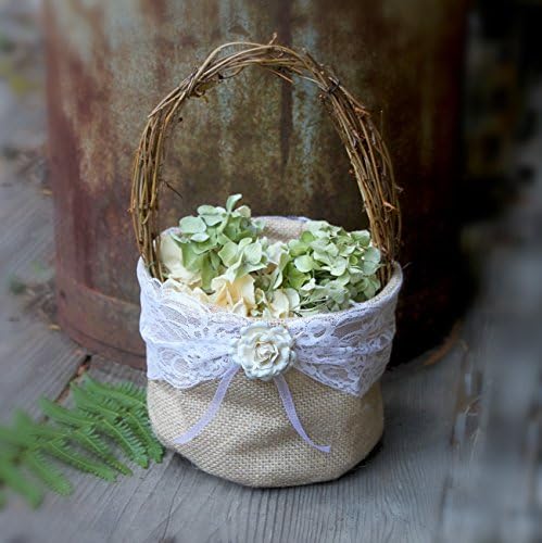 Country Charm Burlap Flower Girl Basket - Rustic Weddings by Luxe &amp; Luster