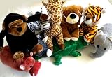 9pc Cute Jungle Stuff Animals Giraffe, Tiger, Lion Rino, Elephant, Zebra, Lion, Tiger