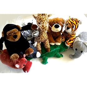 9pc Cute Jungle Stuff Animals Giraffe, Tiger, Lion Rino, Elephant, Zebra, Lion, Tiger