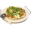 Andrew James 33cm Pizza Stone Set With Heavy Duty Chrome Stand Includes Pizza Cutter