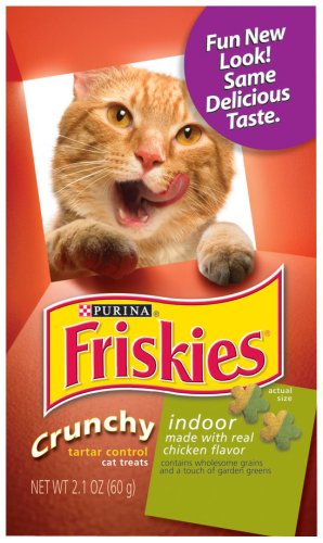 Friskies Cat Treats Crunchy Indoor Chicken Flavor, 2.1-Ounce Pouches (Pack of 20)