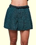 G2 Chic Micro Triangle Printed Pleated Skorts, Must Have For Fall(BTM-SKT,GRN-L)
