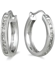 1/2 Carat TW Channel-Set Diamond Hoop Earrings in 10K White Gold