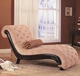 Grand Style Chaise Lounger with Wood Trim and Button Tufted Accents
