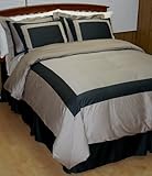 5 PC California King Cal King Black Raw Sugar 100% Egyptian cotton Duvet Co ....