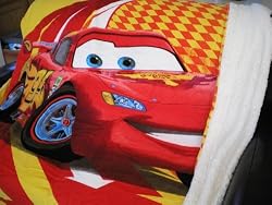 Disney Cars Twin Size Reversible Super Soft Micro Fiber and White Plush Blanket