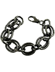 Black Rhodiumplated Sterling Silver Twisted Multi-link Bracelet (8 Inch)