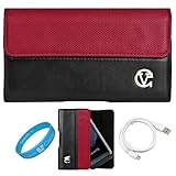 Red & Black Portola Leather Holster Carrying Case with Fixed Belt-Clip and  ....