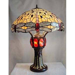 Dragonfly Design W Lighted Base Tiffany Style Table Lamp