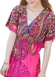 V-neck Short Sleeves Silk Summer Maxi Dress 