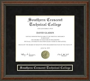 Southern Crescent Technical College Diploma Frame with Hardwood and UltraSuede Matting - Burl - 17 x 21 horizontal (landscape) document size