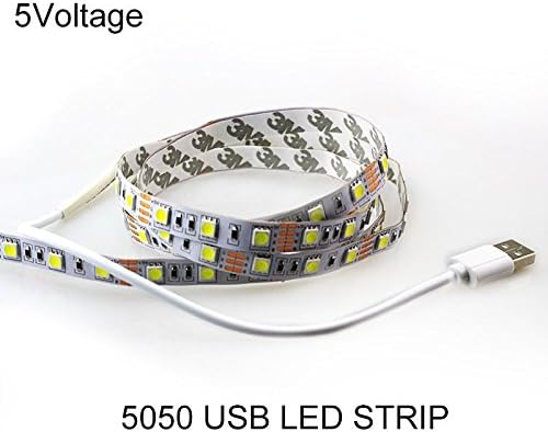 Zofei 1M/2M/3M/5M non-waterproof 60leds/m white PCB USB led Strip Light 5v 5050 SMD led Ribbon flexible tape neon TV Background lighting with usb cable port (1M, RGB)