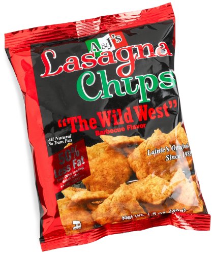 A & J's Lasagna Chips, The Wild West Barbecue Flavor, 1.5 Ounce Bags (Pack of 24) by J&D Fine Foods