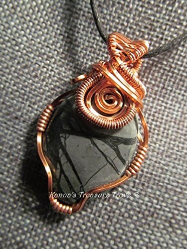 Jasper Necklace Picture Jasper Pendant Copper Wire Wrapped Hippie Gypsy Boho Chic Statement Jewelry