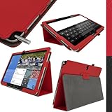 igadgitz Rot PU Ledertasche Hülle Folie Cover für Samsung Galaxy NotePRO 12.2