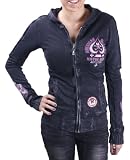 AFFLICTION Dead Spade Raw Edge Lava Wash Womens Hoodie