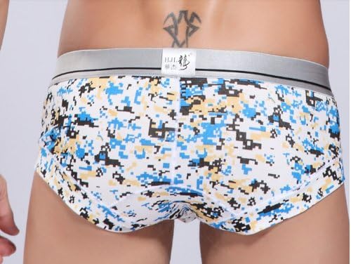 only youPersonal comfort cotton underwear Men's underwear boutique cotton printed plaid cotton comfortable men's sexy low-waist U convex pouch briefs20 (L/31-33inches, 01)