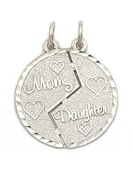 14K White Gold Mom Daughter Charm Love Breakable 19mm