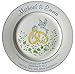 Personalized Bone China Commemorative Plate For A 20th Wedding Anniversary - Rings And Doves Design With 2 Silver bands