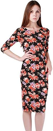 inWE Women's Sexy Floral Print Bodycon Backless Party Clubwear Evening Midi Dress