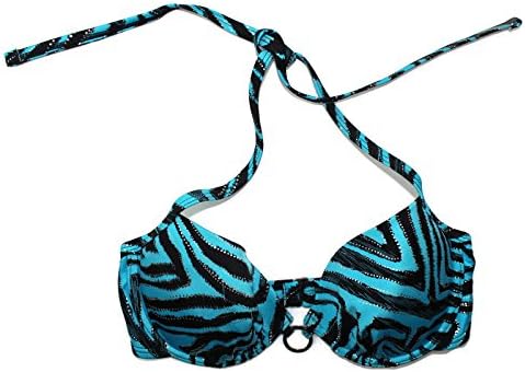 Ambrielle Women's Extreme Push Up Swim Top Separates (36 D, Turquoise Zebra)