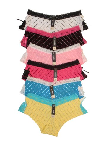 2 Pack Sexy Lace Trim Dotted Hipster Boyshort Panties