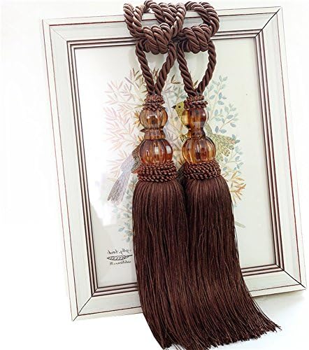One Pair Curtain Tassel Tiebacks Home Decor European Style Luxurious Curtain Buckles Holders (Coffee)