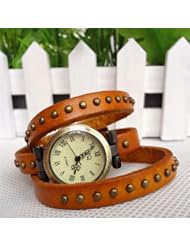 Quartz Fashion Weave WRAP Around Leather Bracelet Lady Woman Wrist Watch