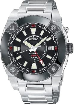 Seiko #SUN005 Men's 100M GMT Sports Kinetic Watch