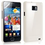 Housse étui coque rigide brillante pour Samsung Galaxy S2 i9100 couleur blanc nacré + film écran