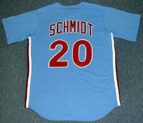 MIKE SCHMIDT Philadelphia Phillies 1980 Majestic Cooperstown Throwback Away Baseball Jersey, XL