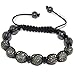 Gray Swarovski Crystal and Hematite Beads Adjustable Shamballa Style Bracelet