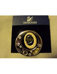 Home: Signed Swarovski Pin Rhodium/multi Stone White Enamel .Has Swan Logo - Signed Swarovski with swan logo