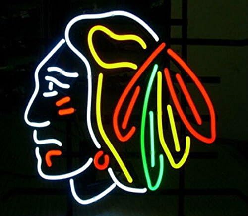 17"*14" NHL Chicago Blackhawks Hockey Real Glass Neon light Sign Beer Bar Pub Store Garage Home Game Light Sign