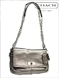 Coach Chelsea Metallic Leather Flap Clutch Evening Bag 17808 Gunmetal Grey