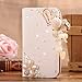 Galaxy Note 5 Case,HAOTP(TM) White Luxury 3D Fashion Handmade Bling Crystal Rhinestone PU Flip Wallet Leather Case Cover for Samsung Galaxy Note 5 (I Love You Pearl Flower)